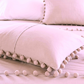 3 Pcs Luxury Duvet Set With Pom Pom Lace - Light Pink